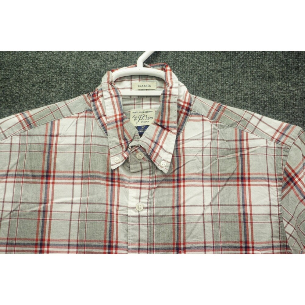JCrew Secret Wash Shirt Mens M Classic Stretch Plaid Long Sleeve Button Down